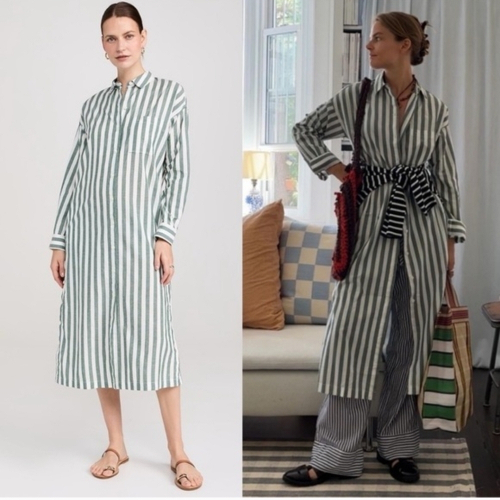 Alex Mill Kerry Positano Striped Button-Up Long Shirt Dress - Picture 7 of 16